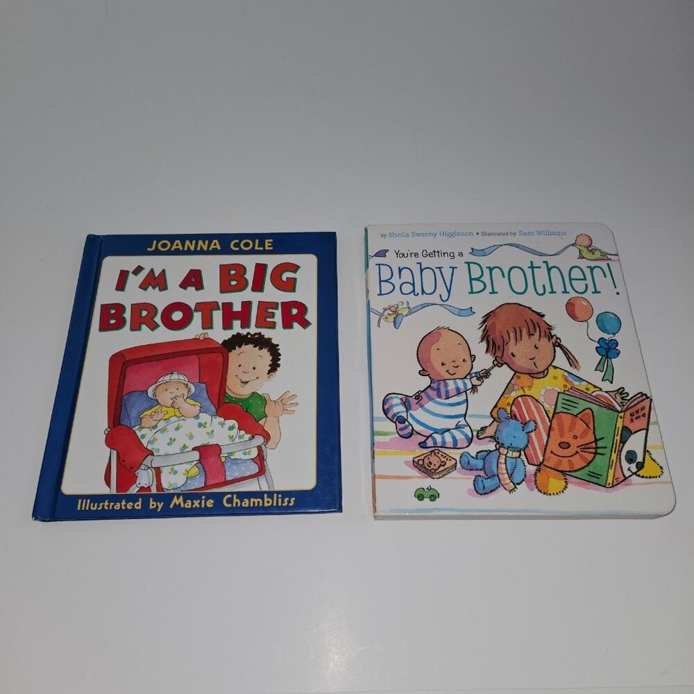 2 New Sibling Book Lot Baby Brother Board Book Big Brother Hardcover Cole